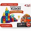 Klocki magnetyczne Mini Travel - 62 elementy i 8 autek z napędem