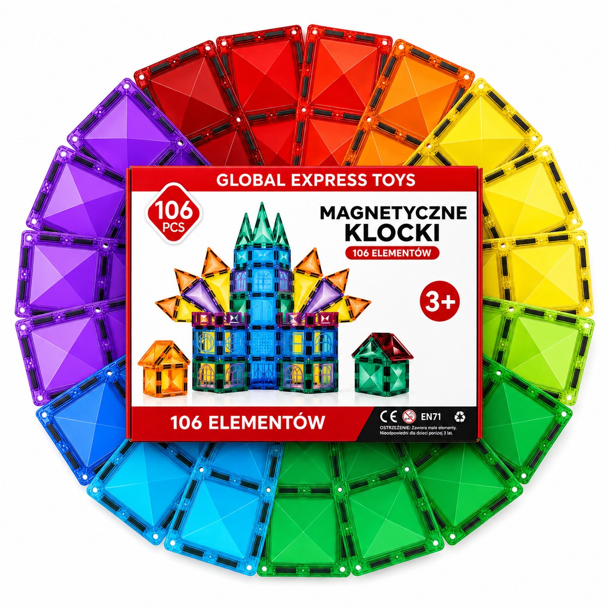 Klocki magnetyczne 106 elementów