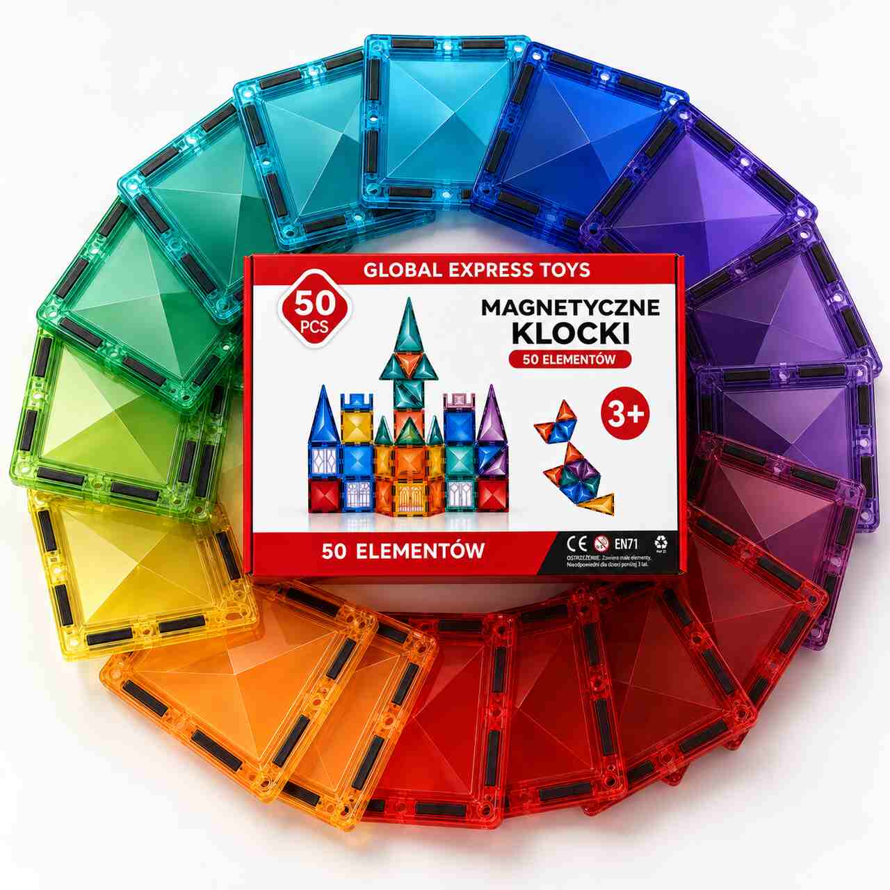 Klocki magnetyczne 50 elementów