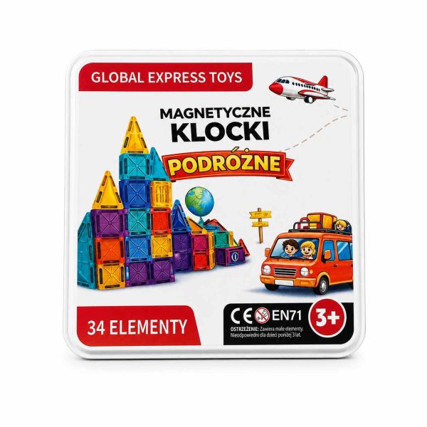 Klocki magnetyczne podróżne Mini Travel - 34 elementy