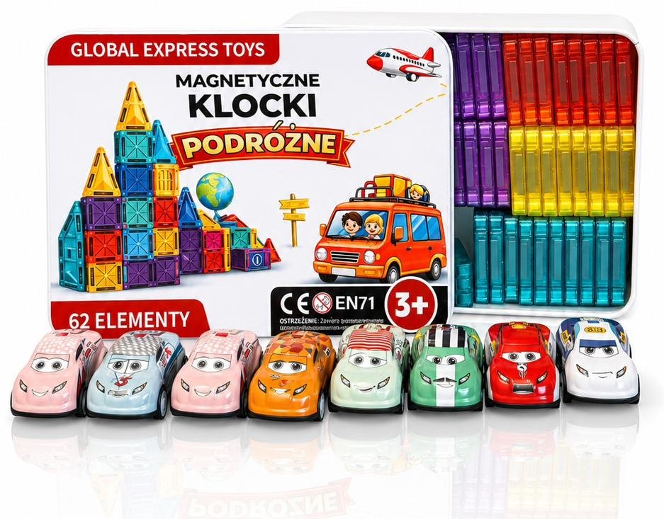 Klocki magnetyczne – 62 elementy